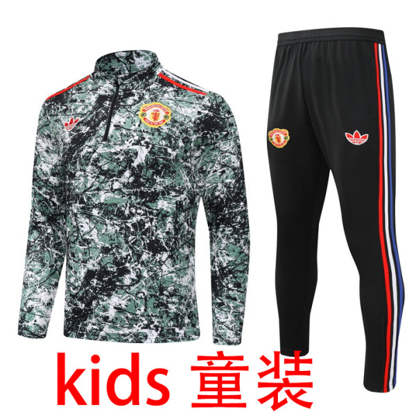 2024/25 M Utd Green Kids Sweater Tracksuit