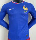 2024//25 France Home Blue Player Version Long Sleeve  Jersey