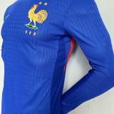 2024//25 France Home Blue Player Version Long Sleeve  Jersey