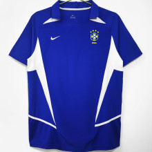 2002 Brazil Away Blue Retro Soccer Jersey