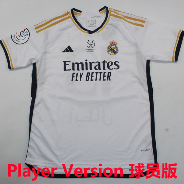 2023/24 RM Home Supercopa de España Final Player Version Jersey 球员版 胸前小字+西班牙超级杯12右章