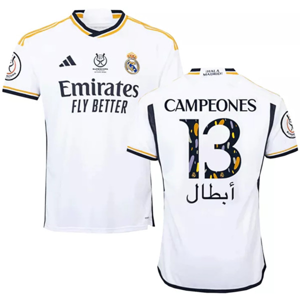 CAMPEONES #13 RM 1:1 Quality Home Supercopa de España Final Fans Jersey 2023/24 胸前小字+西班牙超级杯12右章 ★★