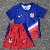 2024/25 U.S Away Blue Kids Soccer Jersey 红色裤子