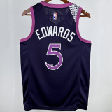 Timberwolves EDWARDS #5 Black NBA Jerseys