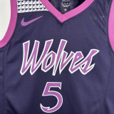 Timberwolves EDWARDS #5 Black NBA Jerseys