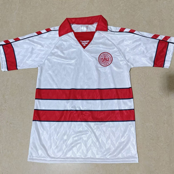 1988 Denmark Away White Retro Soccer Jersey