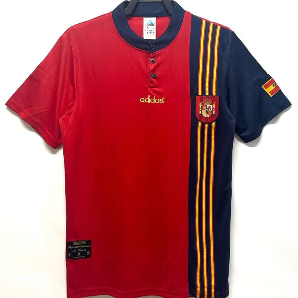 1996 Spain Home Red Retro Soccer Jersey