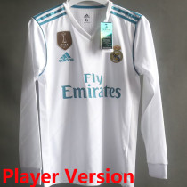 2017/18 RM Home White Retro Player Version Long Sleeve Jersey 球员版带胸前章