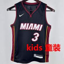2024/25 Miami Heat WADE #3 Black Kids NBA Jersey