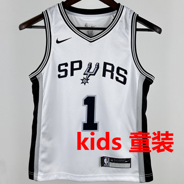 2024/25 Spurs WEMBANYAMA # 1 White Kids NBA Jersey
