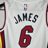 2024/25 Miami Heat JAMES #6 White Kids NBA Jersey