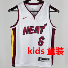 2024/25 Miami Heat JAMES #6 White Kids NBA Jersey