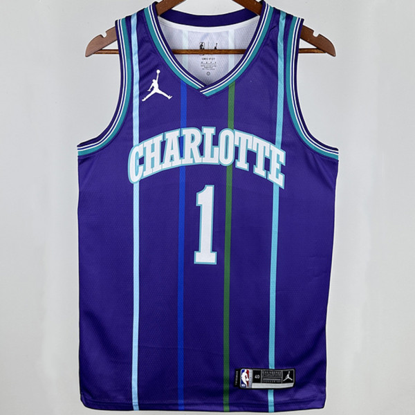 2020 Hornets BALL #1 Purple Retro NBA Jerseys