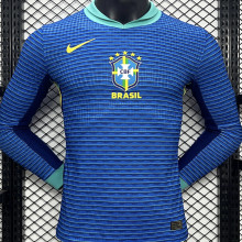 2024/25 Brazil Away Blue Player Version Long Sleeve Jersey