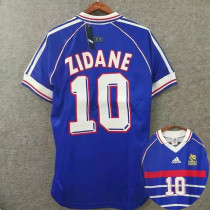 ZIDANE #10 France Home Blue Retro Soccer Jersey 1998  (右胸带小字) ★★