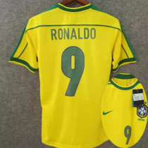 Ronaldo # 9 Brazil Home Retro Soccer Jersey 1998 ★★