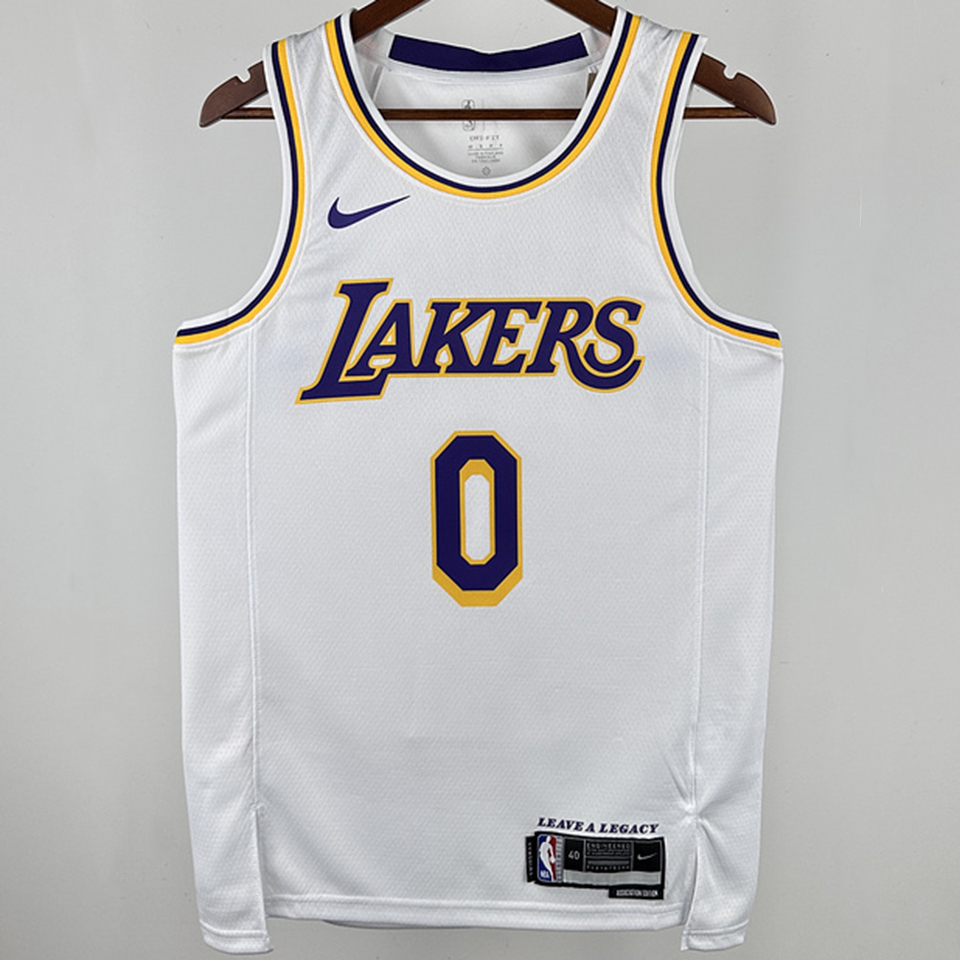 2025 Lakers WETBROOK 0 White NBA Jerseys 热压