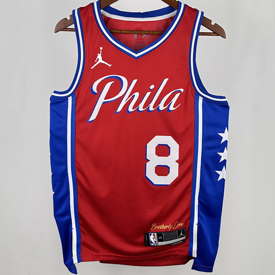 2025 76ers 8 Red NBA Jerseys 热压