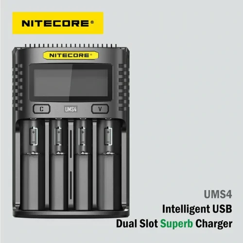 Nitecore UMS4 Intelligent USB Four-Slot Superb Charger for Li-ion, Ni-Cd, and Ni-MH