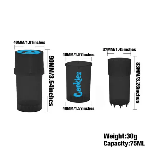 3 Laryer Cookies Herb Grinder with Storage Jar 40MM