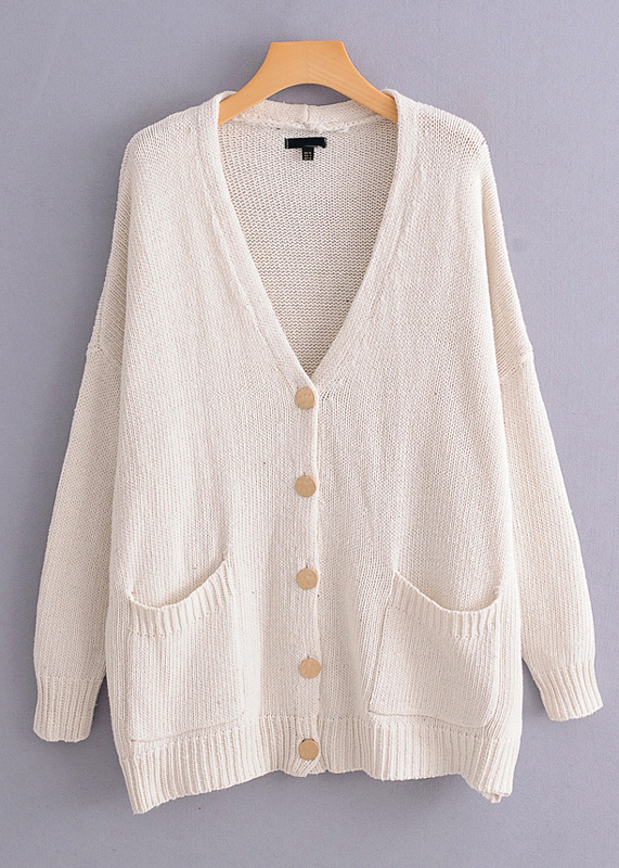 Patch Pocket Detail  Knit Cardigan  DISHEE