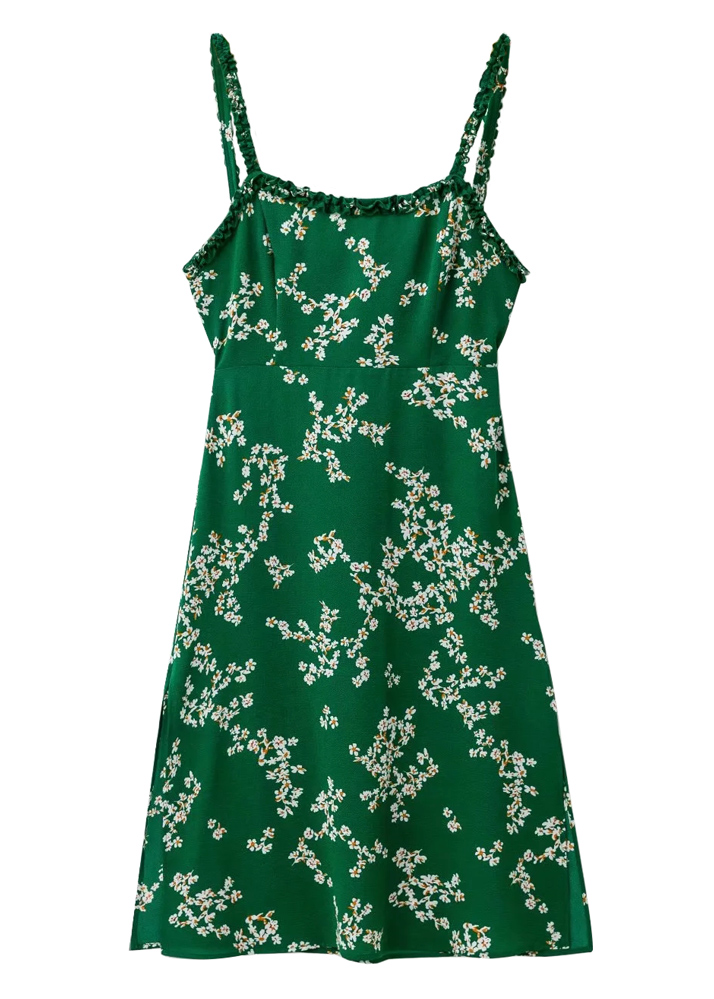 green floral slip dress