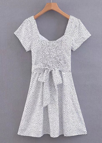 Smock Back Dot Dress Dishee