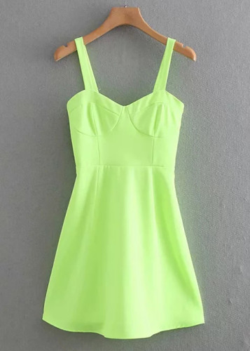 Slip Dress In Lime Green Dishee