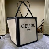 セリーヌバッグ CELINE2022新しいキャンバスとレザーのショッピングバッグ