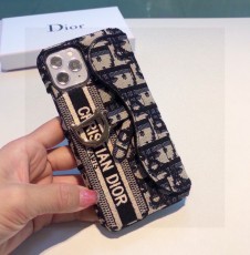 ディオールiPhoneケース DIOR2022新しい刺繡生地の手首の電話ケース