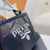 プラダバッグ PRADA2022新作ブラックガーゼビーチトートバッグ