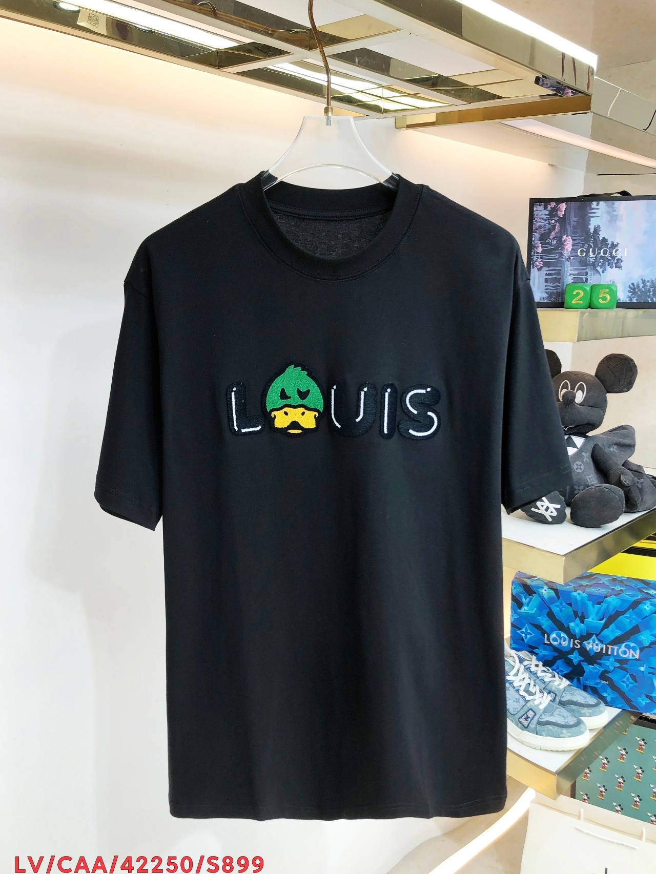 ルイヴィトン LOUIS VUITTON フラワードロップショルダーTシャツ 1A9GP4 22SS/カットソー ラウンドネック/ロゴ 半袖シャツ コットン ホワイト