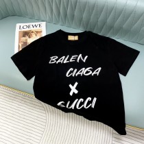 グッチ服 GUCCI×BALENCIAGA2022春夏グラフィティフォントロゴプリントクラフトTシャツ