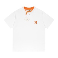 エルメス服 HERMES2022新作オレンジエンパイアロゴ刺繡半袖Tシャツ