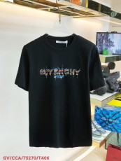 ジバンシィ服 GIVENCHY2022新しい立体カラーブロッキング歯ブラシ刺繍ロゴロゴプリント半袖Tシャツ