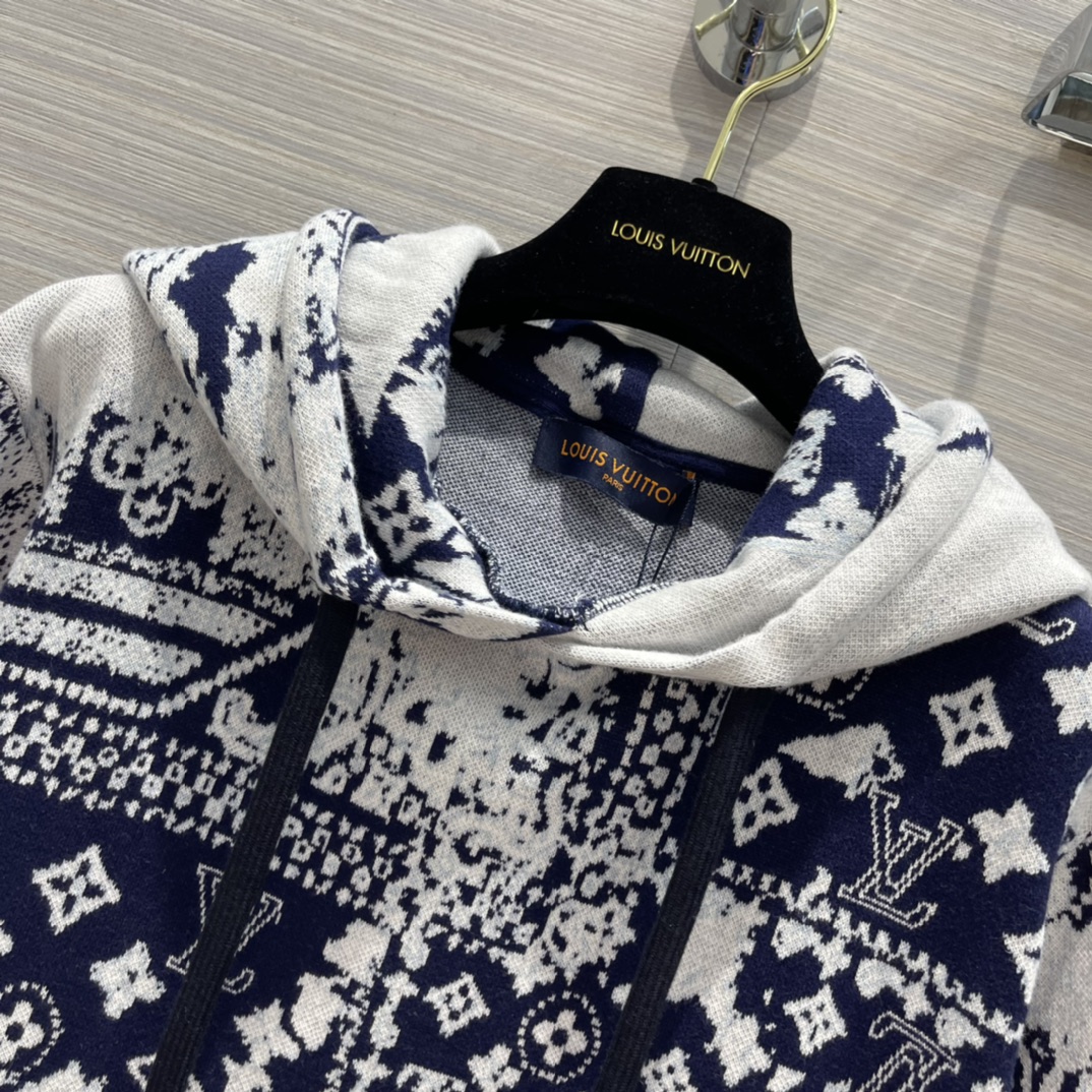 【値下げ中】LOUIS VUITTON ルイヴィトン ニット フラワーレース 花柄 七分丈 セーター 服 秋 冬 トップス S グレー ベージュ ウール  レーヨン  ナイロン  レディース 人気【品】