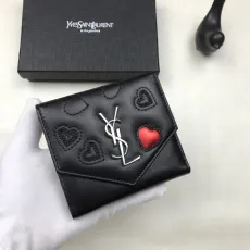 サンローラン財布 Saint Laurent 2022年新作 ハート刺繍 三つ折り財布 414402