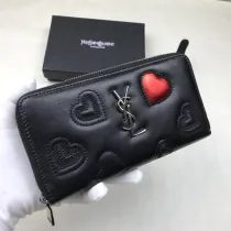 サンローラン財布 Saint Laurent 2022年新作 ラブハート刺繍 ファスナー長財布 403989