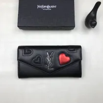 サンローラン財布 Saint Laurent 2022年新作 刺繍ハート 二つ折り長財布 403988