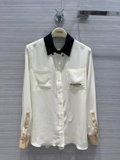 バーバリー服 BURBERRY2022新作3色合わせシルクホワイトシャツ