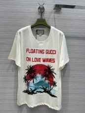 グッチ服 GUCCI2022新作 刺繍スパンコール椰子の木プリントTシャツ