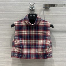 セリーヌ服 CELINE2022年初春新作コットンチェックショートトップ
