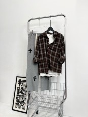 セリーヌ服 CELlNE2022新作ブラウン系チェックシャツ