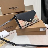 バーバリー財布 BURBERRY2022新作 ヴィンテージチェック＆レザーウォレット