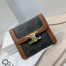 セリーヌ財布 CELINE 2022新作 TRIOMPHE 刺繍 ファブリック ウォレット
