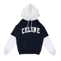 セリーヌ服 CELINE2022新作 コットンフリースツートンパーカー