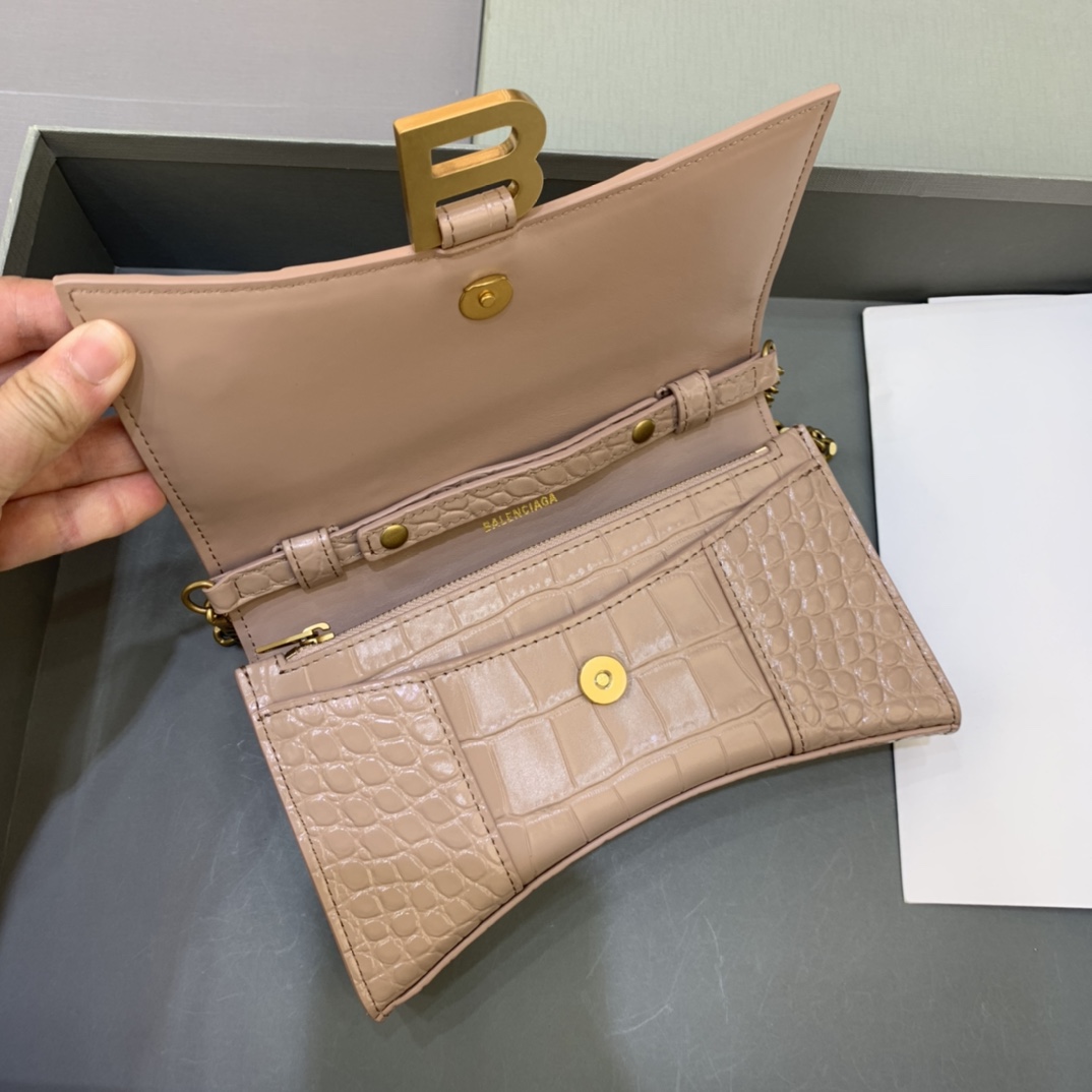 バレンシアガバッグ BALENCIAGA 2022新作 アワーグラス ウォレット オン チェーン メッセンジャーバッグ