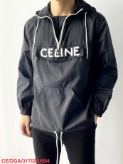 セリーヌ服 CELINE2022新作 レタープリント ハーフジップ フーデッドジャケット