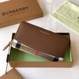 バーバリー財布BURBERRY 2022年新作 チェック柄＆グレインレザー ジッパーバッグ