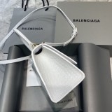 バレンシアガバッグBALENCIAGA 2022新作 クロコダイル ホワイト with ゴールドバックル 砂時計バッグ